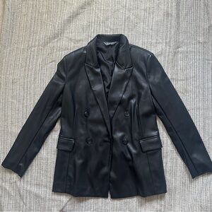 Primark Women's Black Faux Leather Blazer